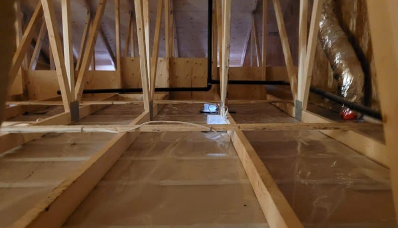 Clean attic prepared for new energy-efficient insulation